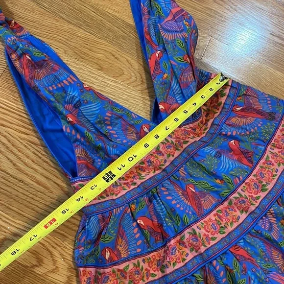 Farm Rio Size Small Blue Macaw Flight Midi Dress Tiered Size Medium NWT - Picture 8 of 16